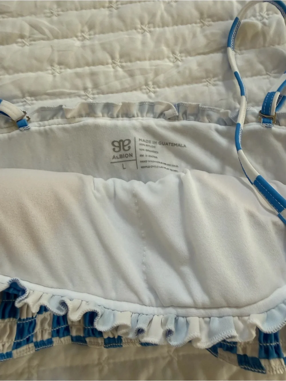 Albion Blue & White Check Smocked Bikini Set